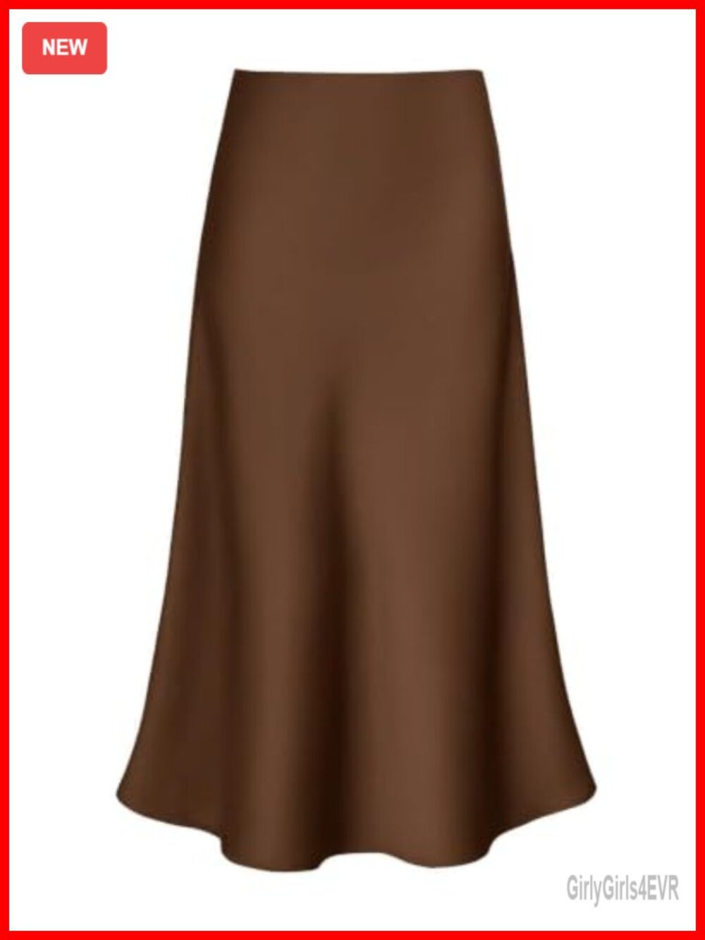 Satin Midi Skirt High Waisted A Line Flowy Hem